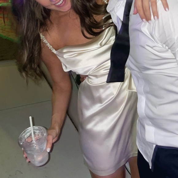 Markarian Rosetta Ivory Satin Mini Dress With Bow - Picture 8 of 8